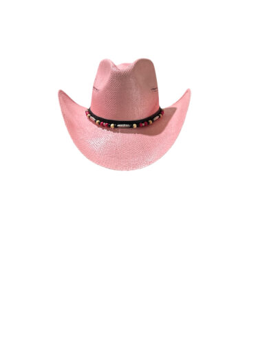 Fine Bangora Straw Pink Cowboy Hat - Image 2