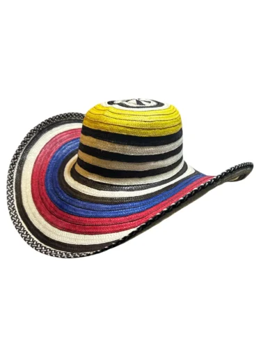 Colombian Handmade Vueltiao Hat-21 Turns Tricolor, Sombrero Vueltiao
