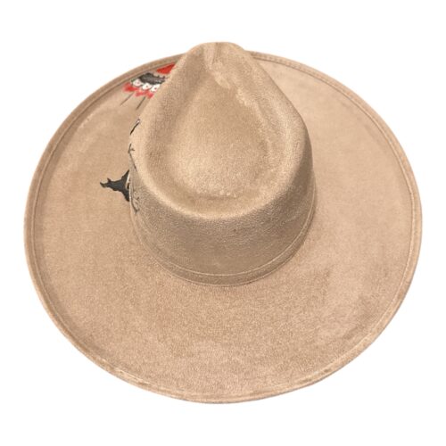 Hand-Painted Wolf Hat | Western Boho Wide Brim - Image 5