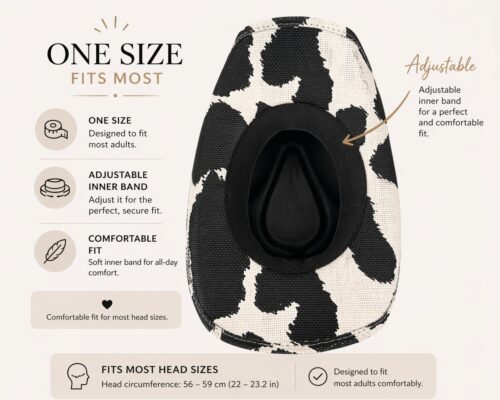 Cow Print Straw Cowboy Hat – Classic Western Style - Image 2