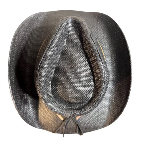 Floral Embroidered Straw Cowgirl Hat – Western Cowboy Hat with Decorative Band-Black - Image 4