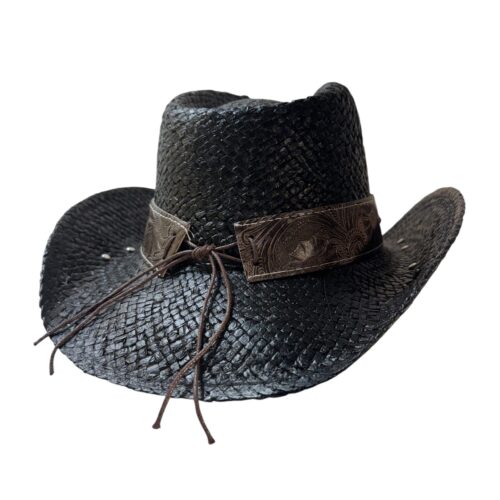 Straw Cowboy Hat with Western Decorative Band - Image 4