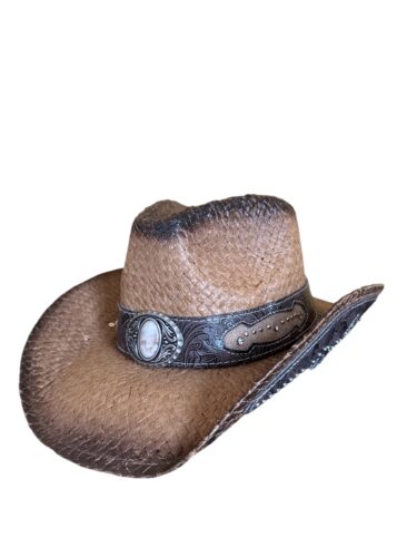 Straw Cowboy Hat with Western Decorative Band - Image 8
