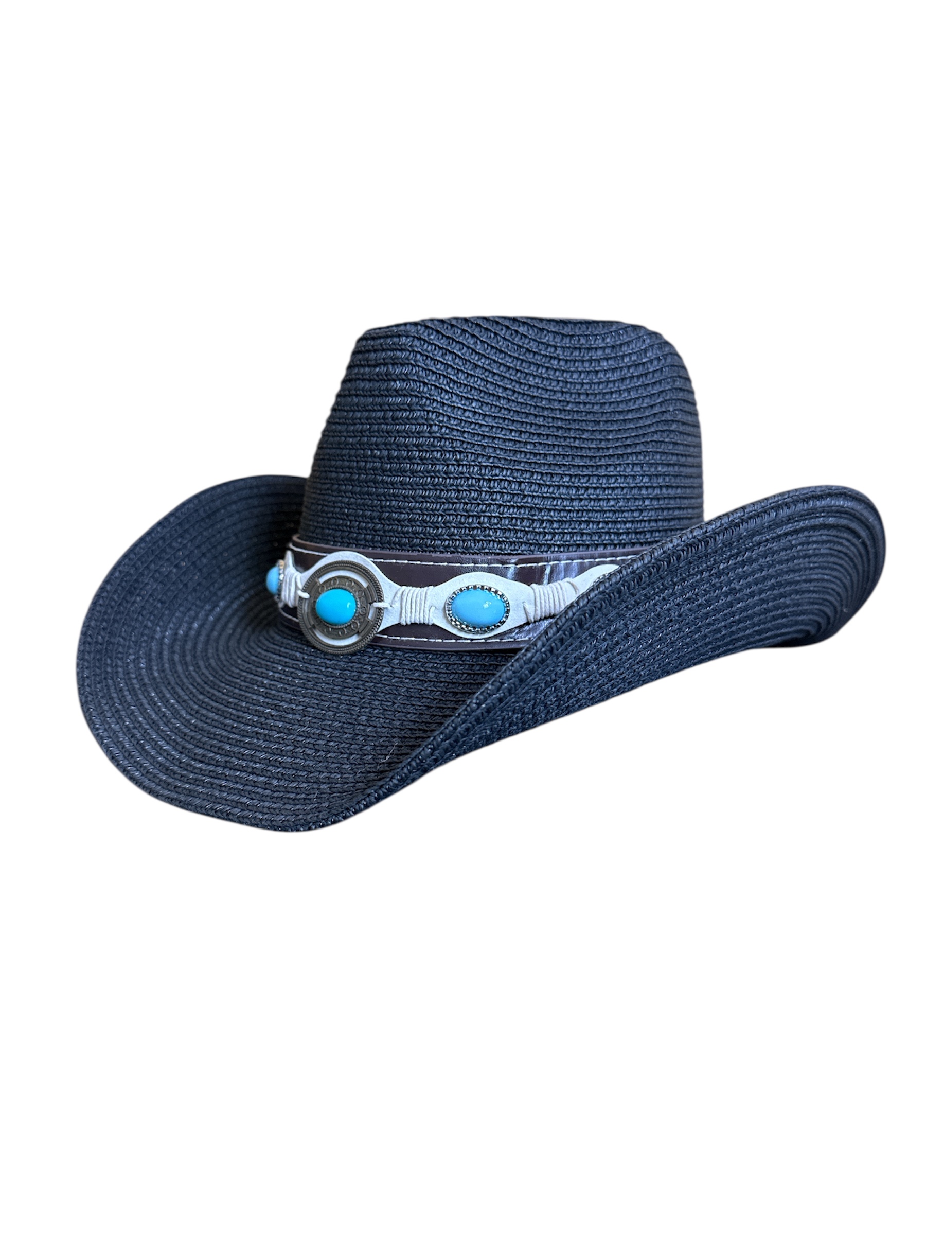 Foldable Straw Cowboy Sun Hat – Packable Western Beach Hat with Wide Brim