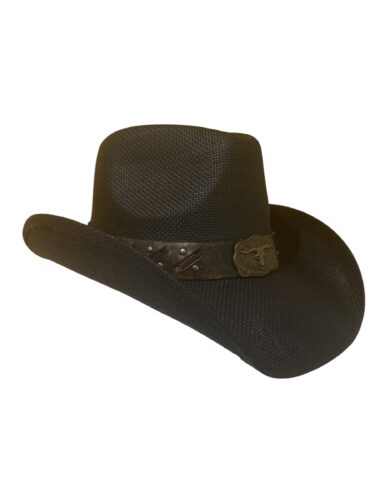 Straw Cowboy Hat with Longhorn Band – Western Style for Men - Women - Image 3
