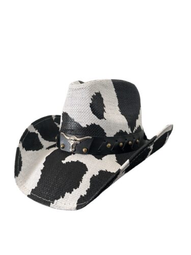 Cow Print Straw Cowboy Hat – Classic Western Style