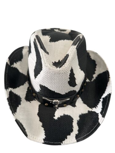 Cow Print Straw Cowboy Hat – Classic Western Style - Image 5