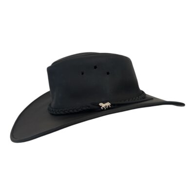 Genuine Leather Cowboy Hat Black – Handmade Western Hat from Colombia - Image 3