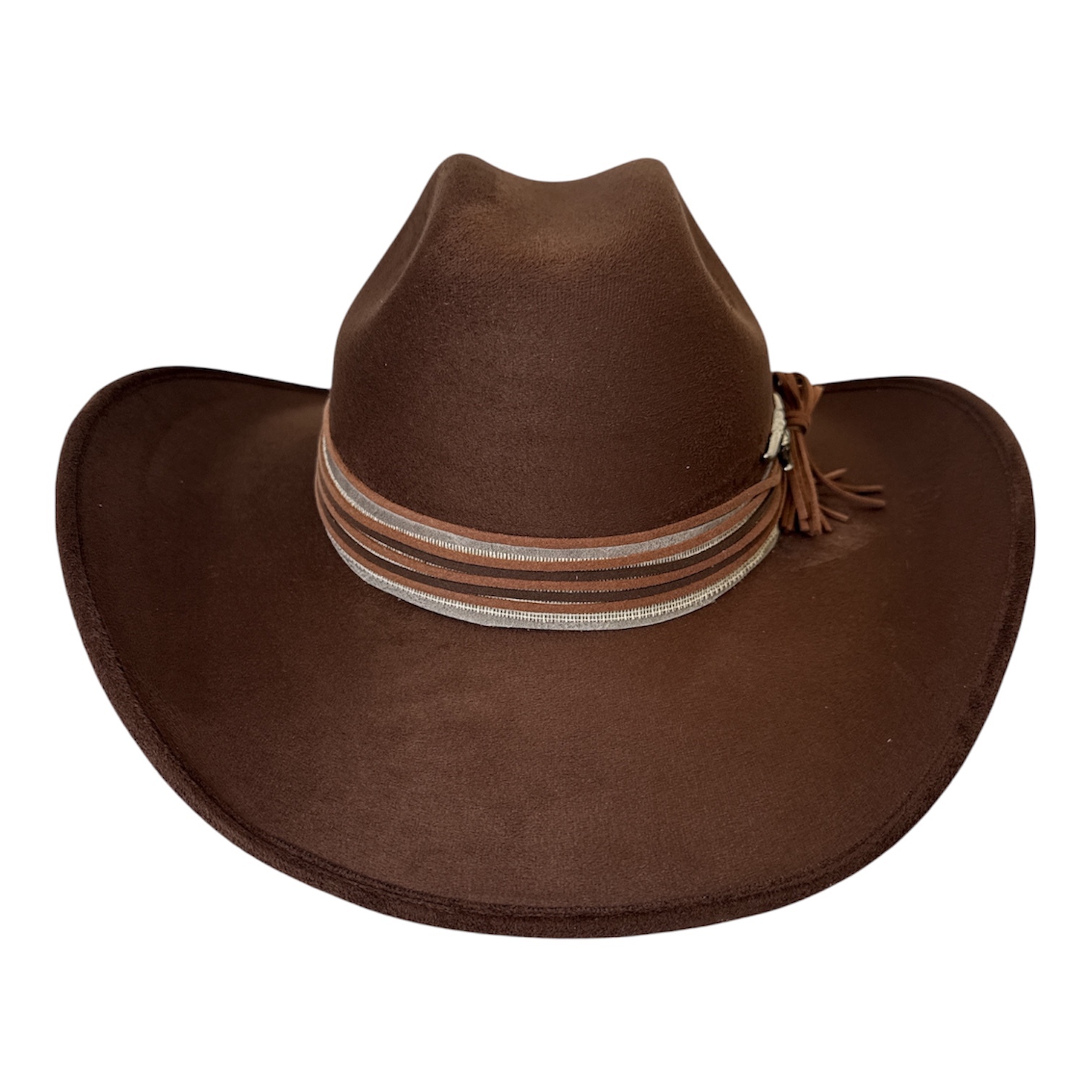 Photoroom_20260529_144607 Custom Brown Suede Cowboy Hat with Longhorn Accent - Image 1