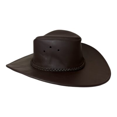 Genuine Leather Cowboy Hat Brown – Handmade Western Hat from Colombia - Image 4